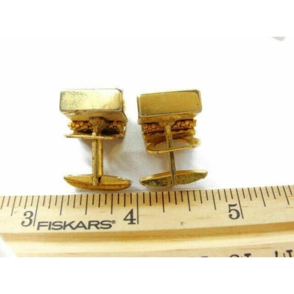 Rivoli Mesh Wraparound Cufflinks Crystal Rhinestone Bullet Cuff Link Men Vintage - Picture 5 of 5